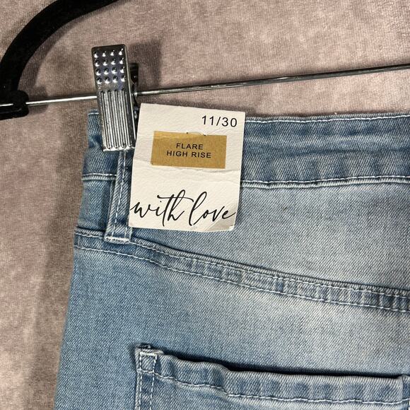 YMI Jeans Womens Size 11/30 Blue Denim High Rise Flare Side Destruction NEW - Picture 5 of 14